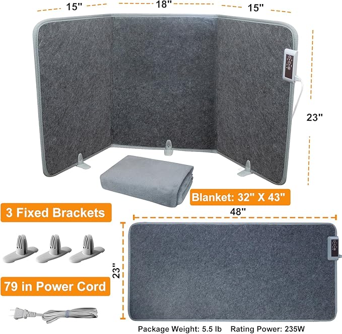 Foldable Under Desk Leg Warmer with Blanket